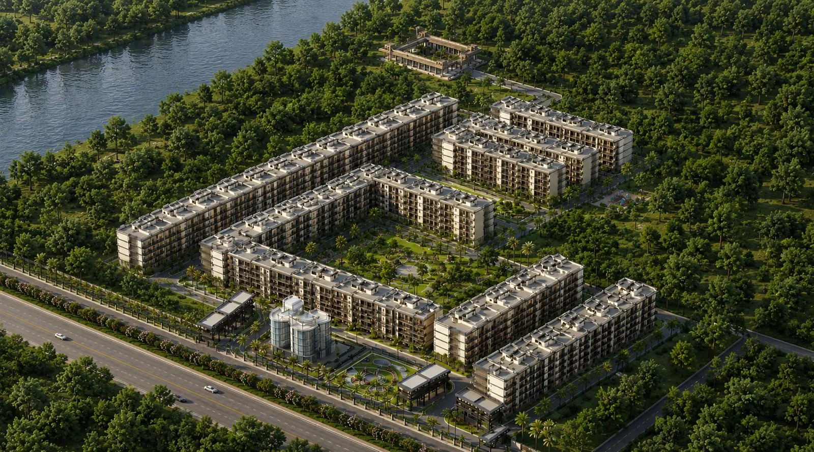 Aerial view of Riverside City township in Haridwar